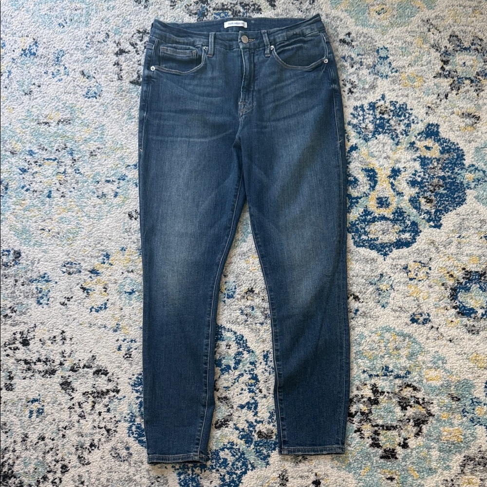 Good American Good Legs Cropped Dark Blue Ankle Crop Jeans size 14/32